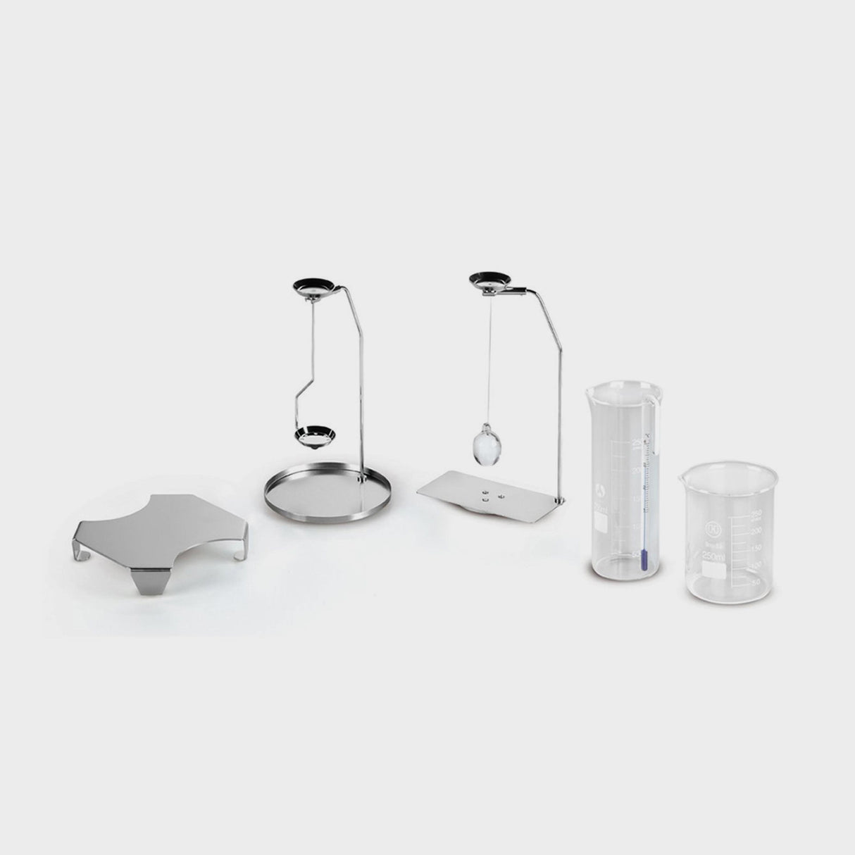 Density calculation set for liquids and non-absorbent solids like metals and gems