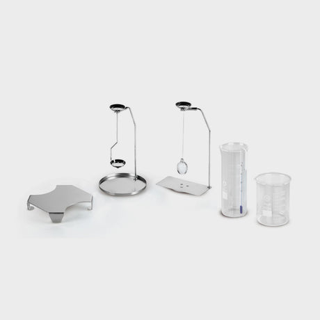 Density calculation set for liquids and non-absorbent solids like metals and gems