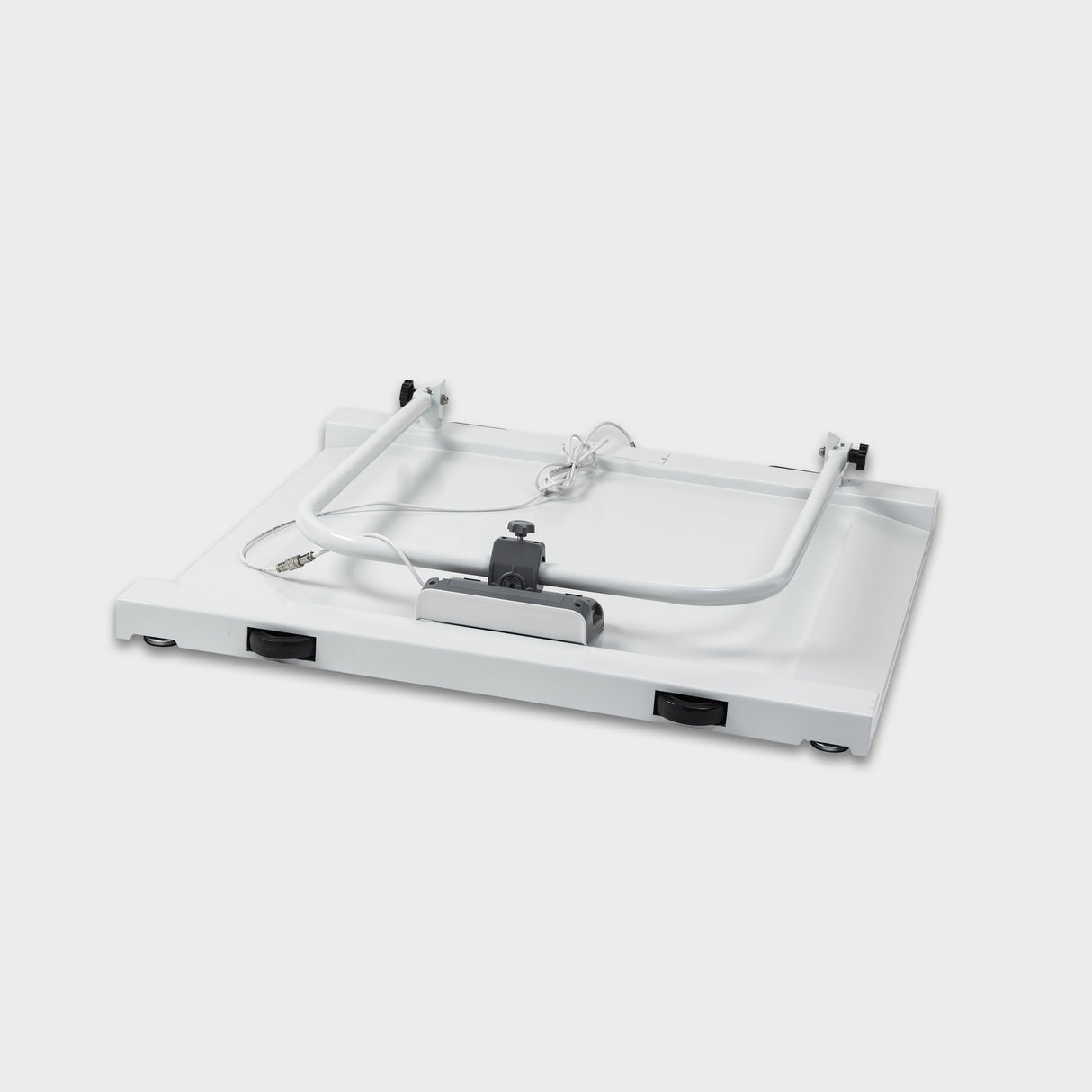 Medical wheelchair scale with foldable handrails for patient safety