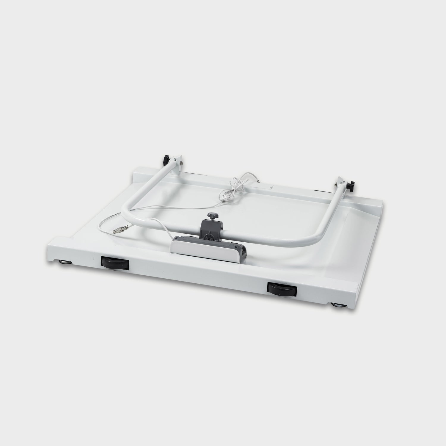 Medical wheelchair scale with foldable handrails for patient safety