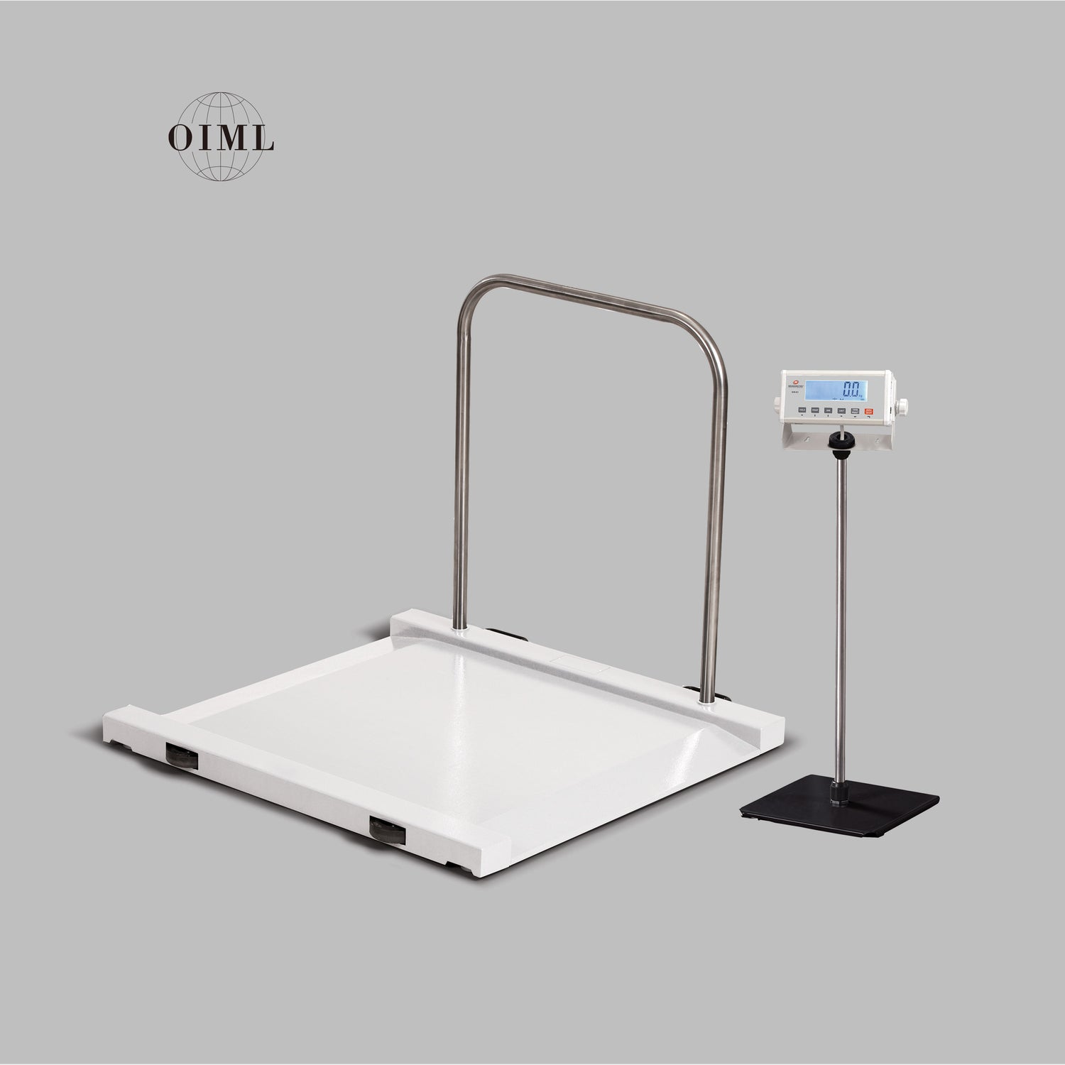 EH-MH heavy-duty wheelchair scale with stainless steel handrail for patient safety
