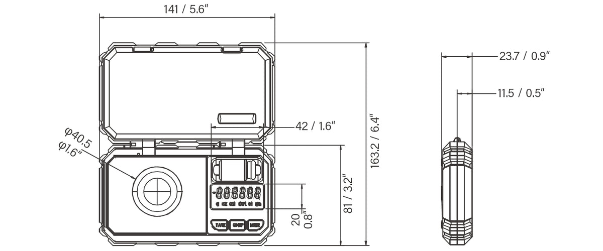 EH-PR Portable 200g Pocket Scale-Dimensions