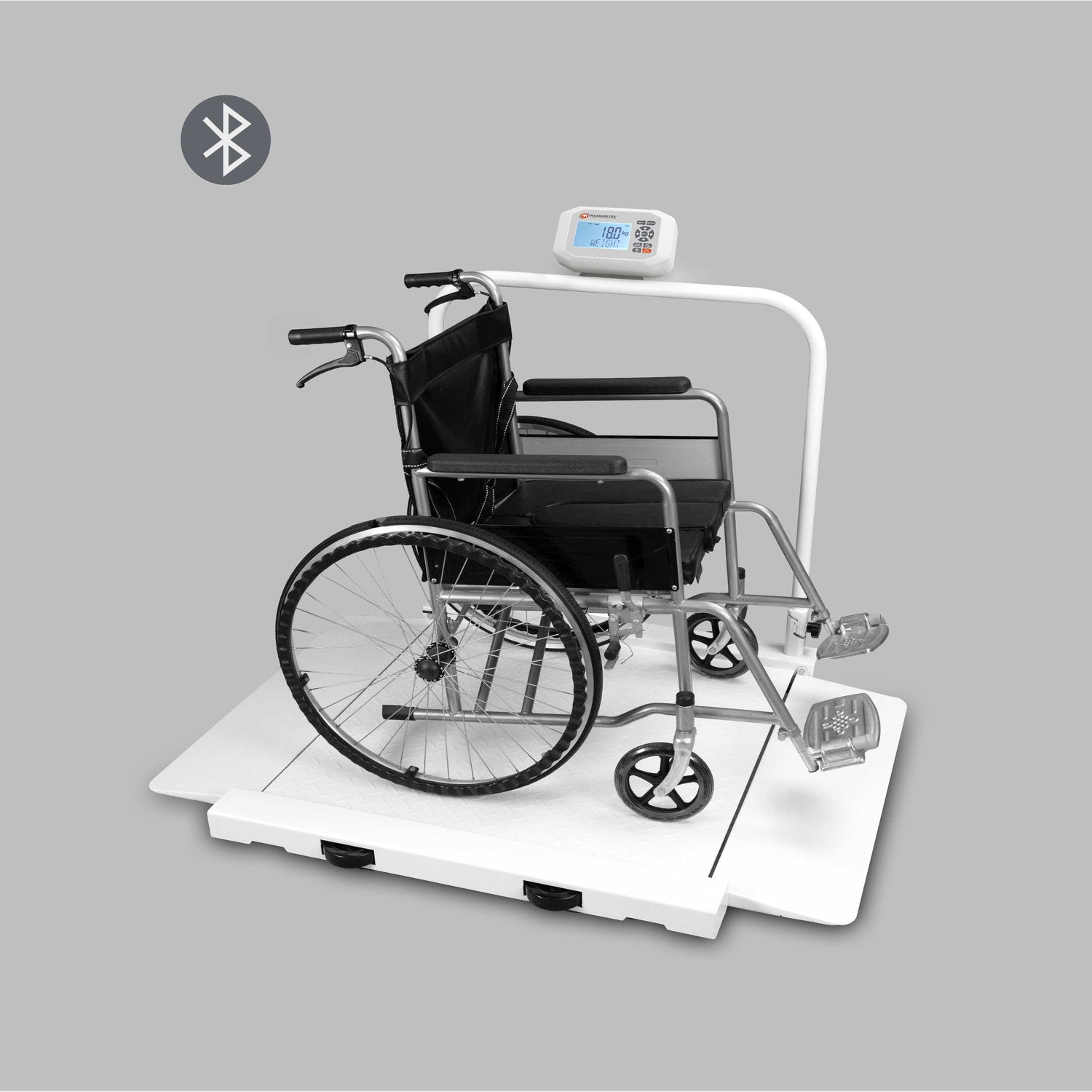 EH-WRW wireless wheelchair scale with Bluetooth, anti-slip platform, and foldable ramps for medical weighing