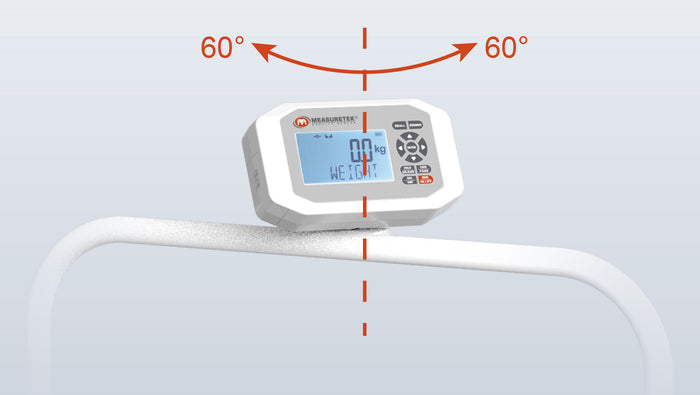 120° rotatable indicator on EH-WD wheelchair scale allows flexible viewing angles for nurses and caregivers