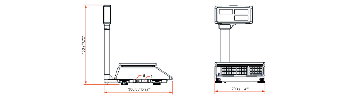 EHC-PL Dimensions - Column height / platter size / 290 x 386.5 x450 mm