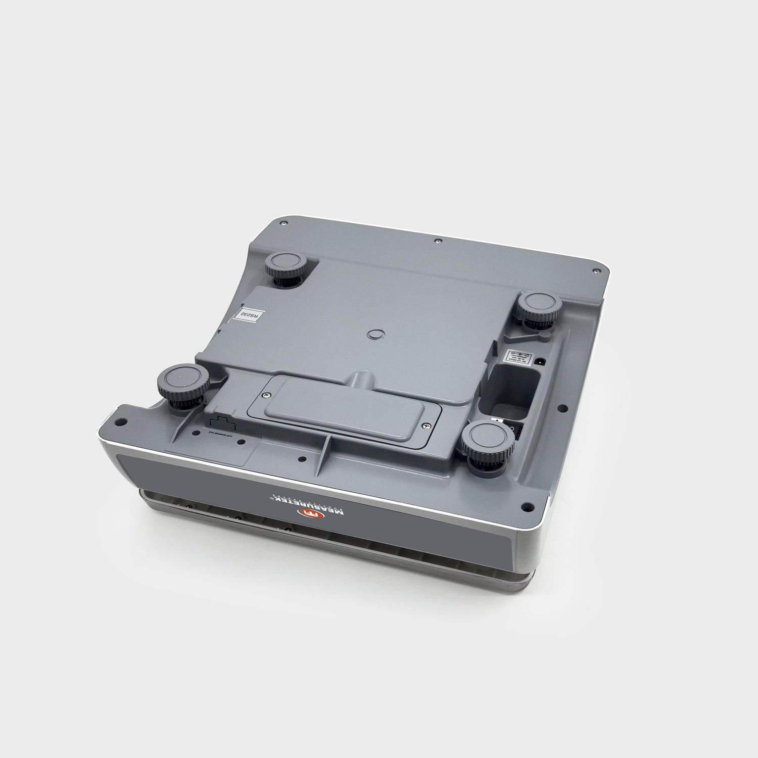 Leveling bubble and adjustable feet for stable weighing on uneven surfaces