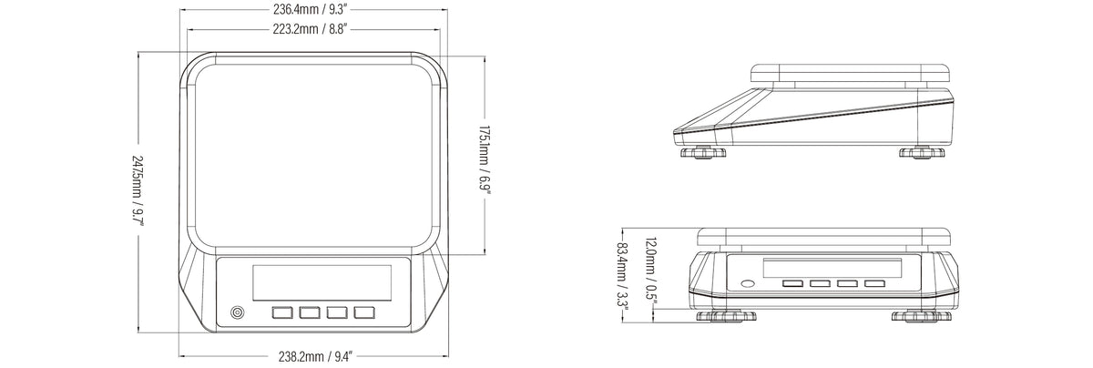 EHW-CA Bench Scale Dimensions - Compact & Space-Saving Design for Countertops