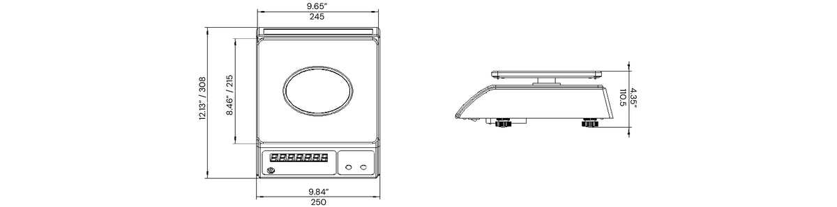 EHW-CM Bench Scale Dimensions – Compact Design, Space-Saving