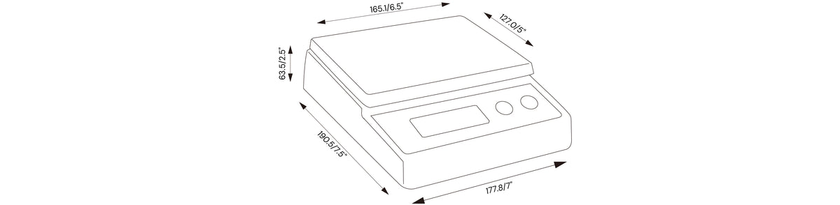ES Precision Scales with square pan-dimensions