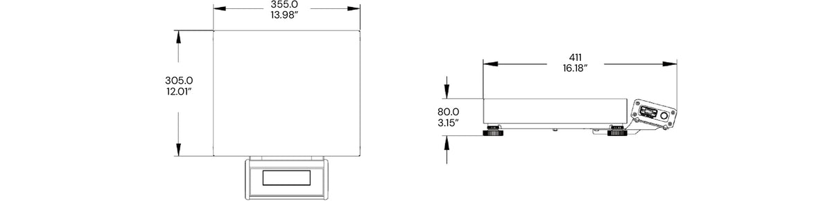 PSE-P Commercial Weighing Scale Dimensions – 14x12 Inch Platform