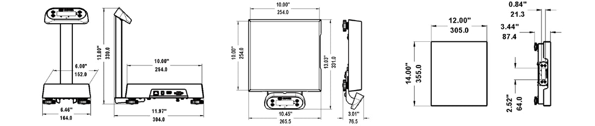 PSP_Portion_Scale_Dimensions - Stainless Steel Platform & Compact Design