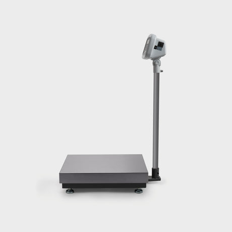 Stainless steel industrial scale with adjustable feet for uneven surfaces